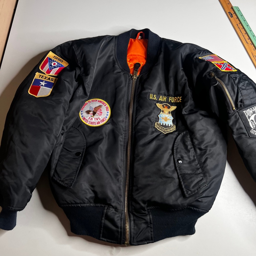 Atlanco Products MA-1 Flight Jacket Black US Air Force Patches Size S